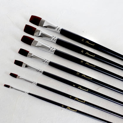 Flat Brushes | Set | Brown nylon | Long handle