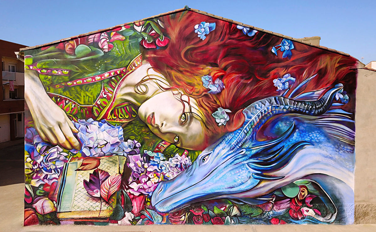 Sant Jordi (2020) Puigverd de Lleida ·&nbsp;Pintura mural urbana en técnica mixta.&nbsp;