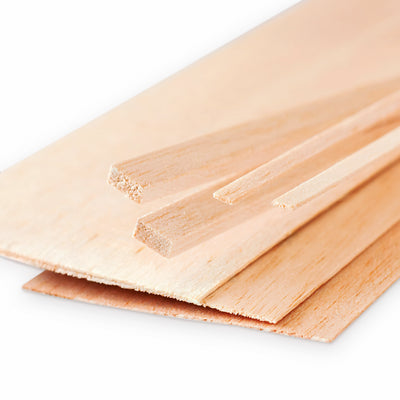 Láminas y listones de madera de balsa