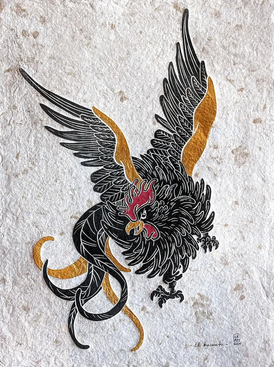 « Le Charme » – Gravure sur linoléum sur papier artisanal. 2024.