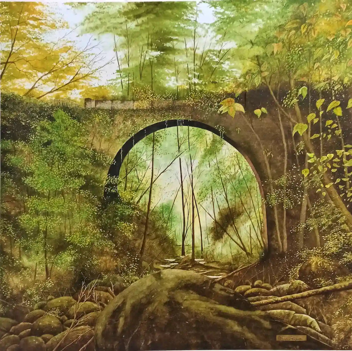« Frondosité ». 100x100 cm, aquarelle.