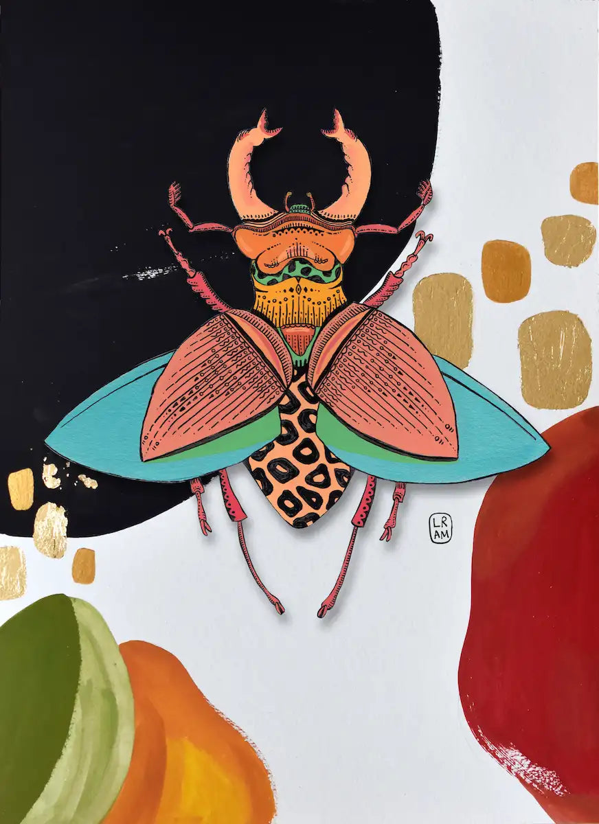 « Makech-Insecte bijou » - Acrylique gouache et feuille d’or. 2025.