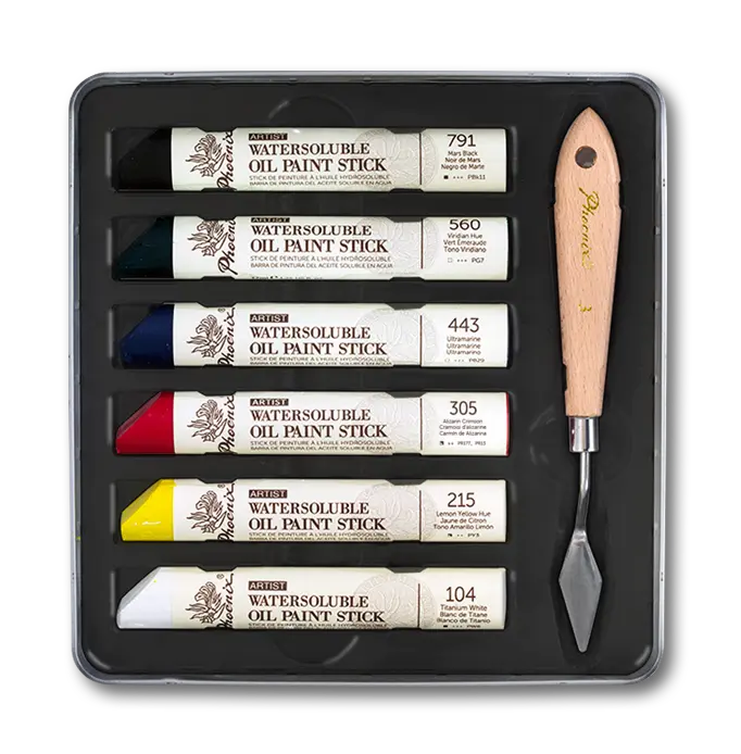 Artist | Set de barras de pintura al óleo solubles en agua | 6 × 37 ml | Espátula