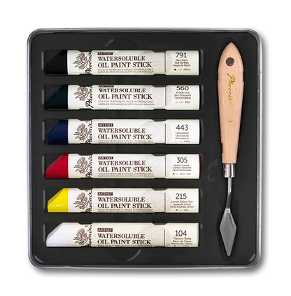 Artist | Set de barras de pintura al óleo solubles en agua | 6 × 37 ml | Espátula