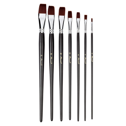 Flat Brushes | Set | Brown nylon | Long handle